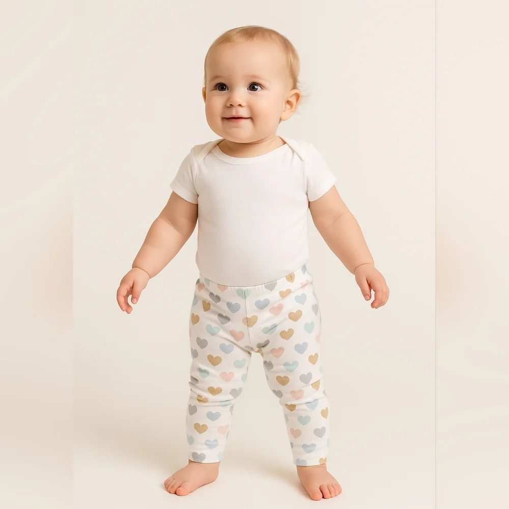 M3) Carter’s 12M Heart Print Baby Girl Leggings - Picture 1 of 7
